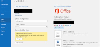 can't display online services office 365